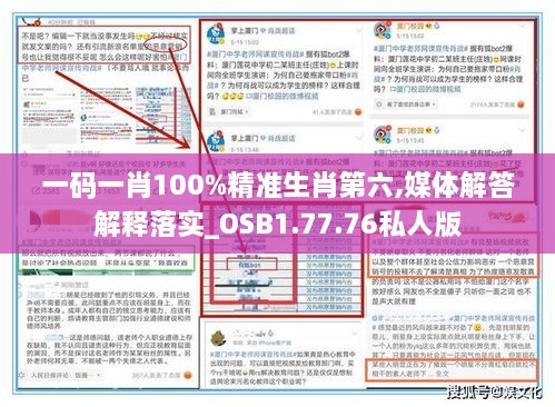 一码一肖100%精准生肖第六,媒体解答解释落实_OSB1.77.76私人版