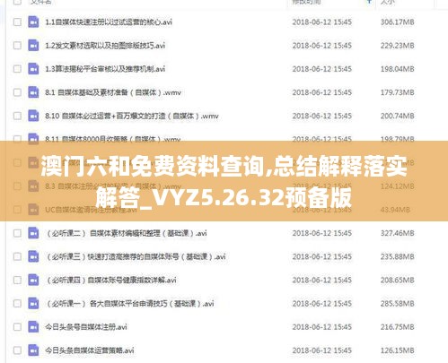 澳门六和免费资料查询,总结解释落实解答_VYZ5.26.32预备版