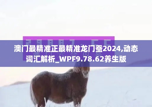 澳门最精准正最精准龙门蚕2024,动态词汇解析_WPF9.78.62养生版