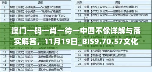 澳门一码一肖一待一中四不像详解与落实解答，11月19日_BIS9.70.57文化传承版