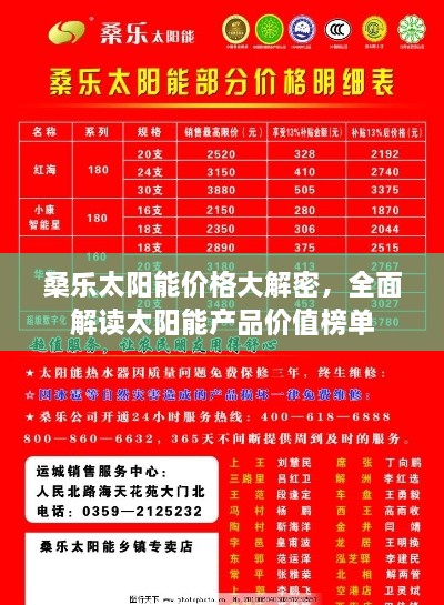 桑乐太阳能价格大解密，全面解读太阳能产品价值榜单