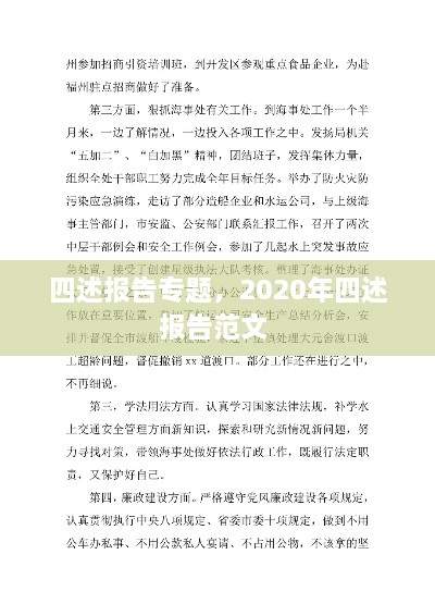 四述报告专题，2020年四述报告范文 