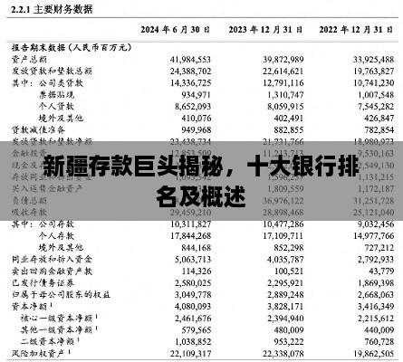 新疆存款巨头揭秘，十大银行排名及概述