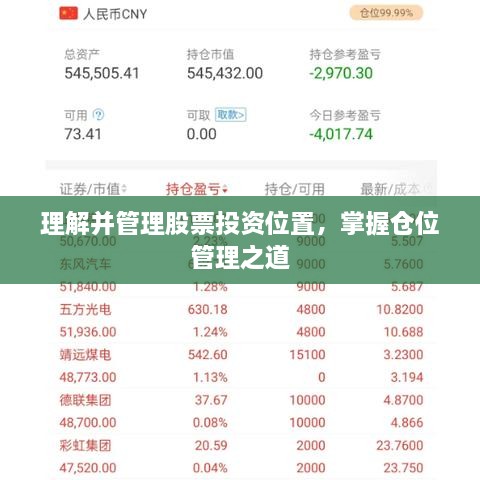 理解并管理股票投资位置，掌握仓位管理之道