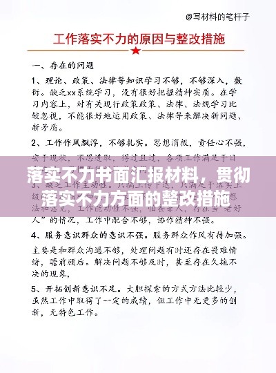 落实不力书面汇报材料，贯彻落实不力方面的整改措施 