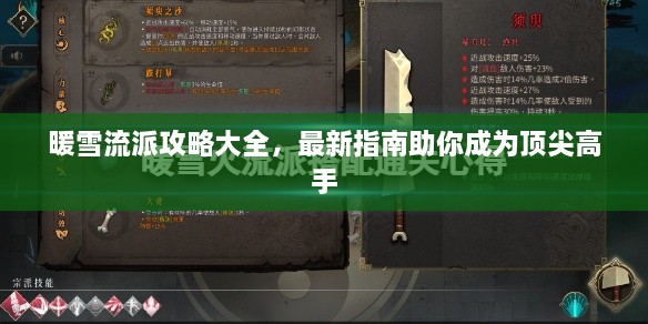 暖雪流派攻略大全，最新指南助你成为顶尖高手