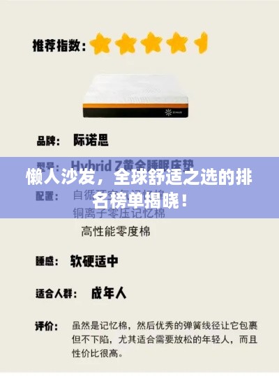 懒人沙发，全球舒适之选的排名榜单揭晓！