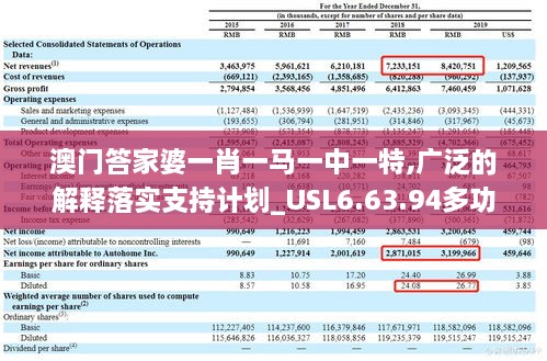 澳门答家婆一肖一马一中一特,广泛的解释落实支持计划_USL6.63.94多功能版