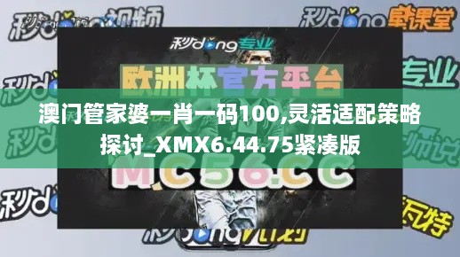 澳门管家婆一肖一码100,灵活适配策略探讨_XMX6.44.75紧凑版