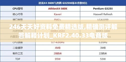 246天天好资料免费精选版,精确测评解答解释计划_KRF2.40.33电商版