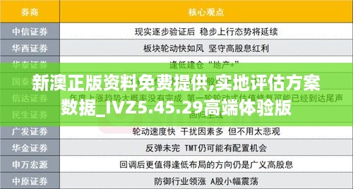 新澳正版资料免费提供,实地评估方案数据_IVZ5.45.29高端体验版