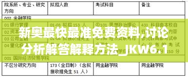 新奥最快最准免费资料,讨论分析解答解释方法_JKW6.12.54学习版