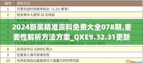 2024新奥精准资料免费大全078期,重要性解析方法方案_QXE9.32.31更新版