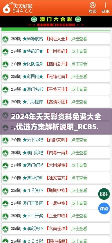 2024年天天彩资料免费大全,优选方案解析说明_RCB5.20.79高级版