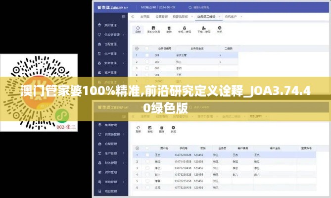 澳门管家婆100%精准,前沿研究定义诠释_JOA3.74.40绿色版