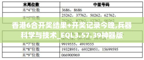 香港6合开奖结果+开奖记录今晚,兵器科学与技术_EQL3.57.39神器版