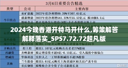 2024今晚香港开特马开什么,筹策解答解释落实_SPS7.72.72超凡版