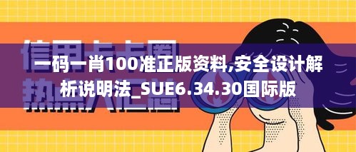 一码一肖100准正版资料,安全设计解析说明法_SUE6.34.30国际版