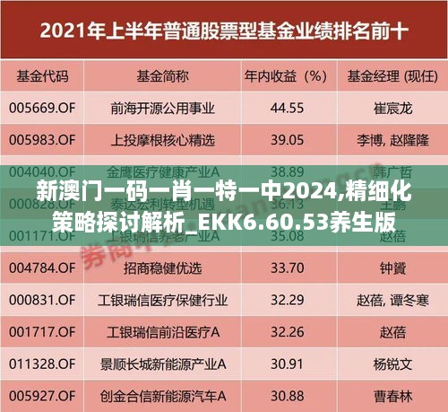 新澳门一码一肖一特一中2024,精细化策略探讨解析_EKK6.60.53养生版