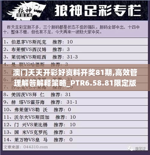 澳门天天开彩好资料开奖81期,高效管理解答解释策略_PTR6.58.81限定版