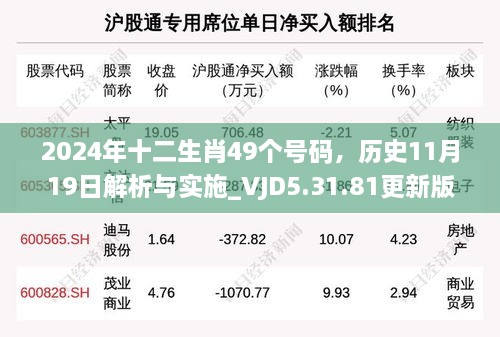 2024年十二生肖49个号码，历史11月19日解析与实施_VJD5.31.81更新版