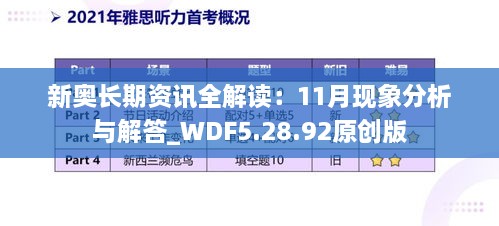 新奥长期资讯全解读：11月现象分析与解答_WDF5.28.92原创版