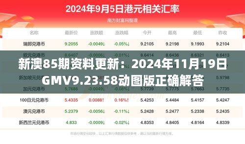 新澳85期资料更新：2024年11月19日GMV9.23.58动图版正确解答