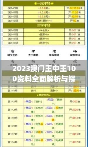 2023澳门王中王100资料全面解析与探讨_UND5.62.39轻量版