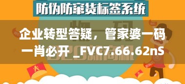 企业转型答疑，管家婆一码一肖必开 _FVC7.66.62nShop