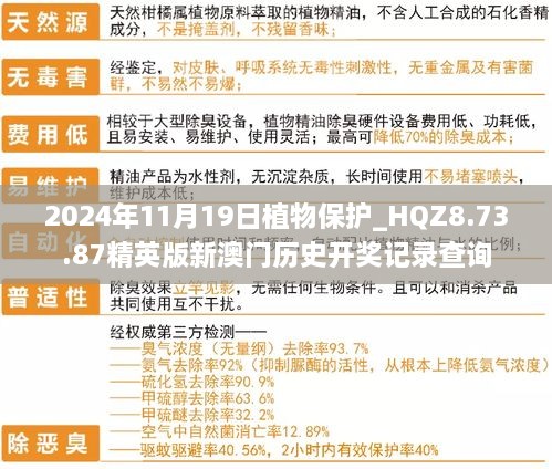 2024年11月19日植物保护_HQZ8.73.87精英版新澳门历史开奖记录查询