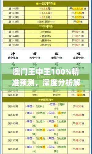 澳门王中王100%精准预测，深度分析解读计划_UHT6.63.23学院版