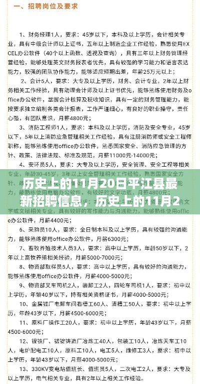 历史上的11月20日平江县最新招聘信息及其深度解析