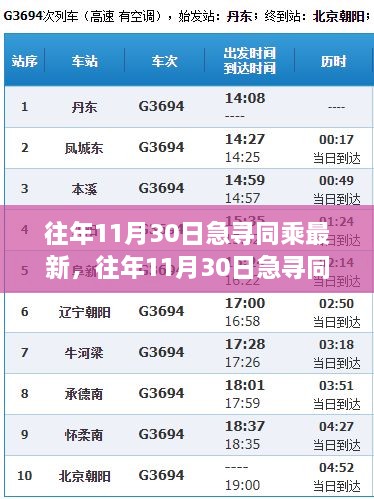 往年11月30日急寻同乘伙伴，共享旅途回忆，最新出行信息一网打尽