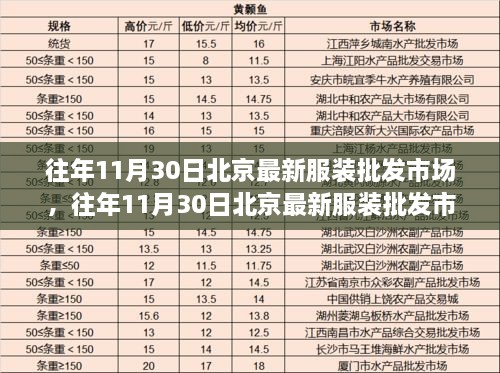 北京最新服装批发市场深度测评，产品特性、用户体验与市场洞察报告（往年11月30日）