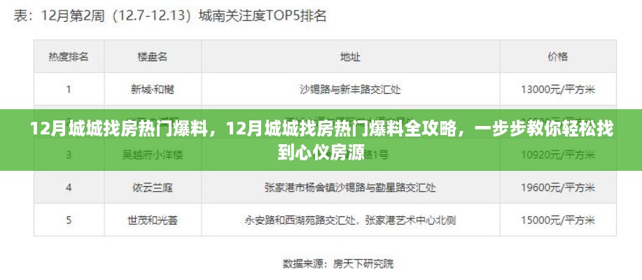 12月城城找房热门爆料全攻略，轻松找到心仪房源的步骤指南