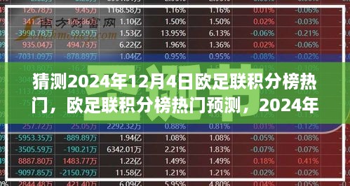 2024年12月4日欧足联积分榜热门预测与角逐分析