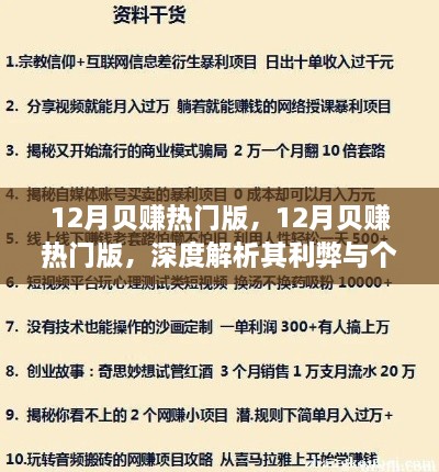 12月贝赚热门版深度解析，利弊与个人观点探讨