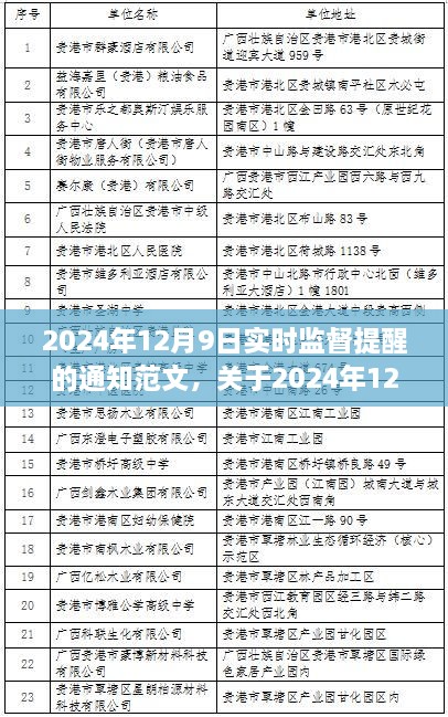 2024年12月9日实施实时监督提醒任务步骤指南与通知范文