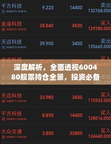 深度解析，全面透视600480股票持仓全景，投资必备指南