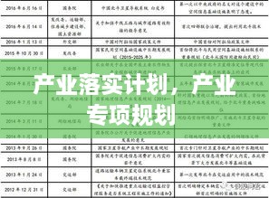 产业落实计划，产业专项规划 