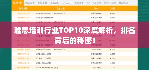 雅思培训行业TOP10深度解析，排名背后的秘密！