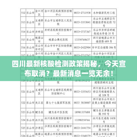 四川最新核酸检测政策揭秘，今天宣布取消？最新消息一览无余！