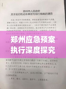 郑州应急预案执行深度探究，成效与挑战并存