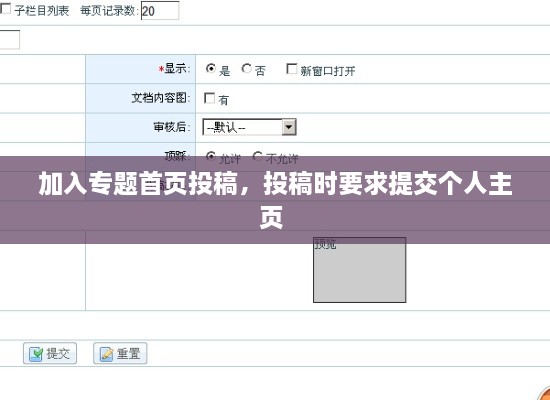 加入专题首页投稿，投稿时要求提交个人主页 