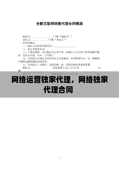 网络运营独家代理，网络独家代理合同 