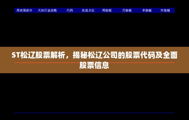 ST松辽股票解析，揭秘松辽公司的股票代码及全面股票信息